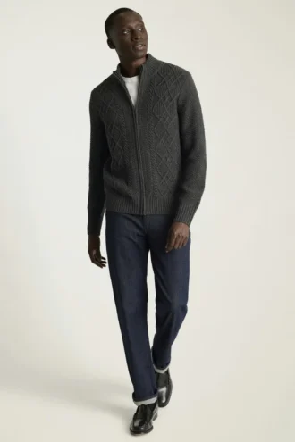 Cable Sweater | Heavyweight Cable Knit Zip up Sweater