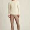 Cotton Cashmere Cable Crew Neck Sweater