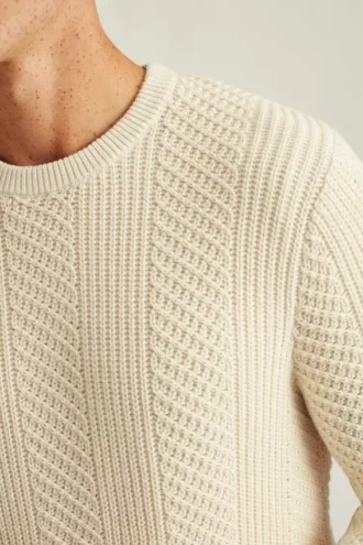 Cotton Cashmere Cable Crew Neck Sweater