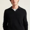 Cotton Cashmere Long Sleeve Sweater Polo