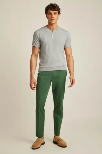 Cotton Hemp Henley Three Button Short Sleeve Shirt