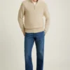 Cotton Linen Half Zip Sweater