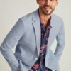Italian Stretch Seersucker Suit Jacket – White & Navy Suit Jacket