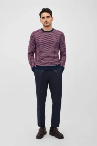 Merino Jacquard Crew Neck Sweater