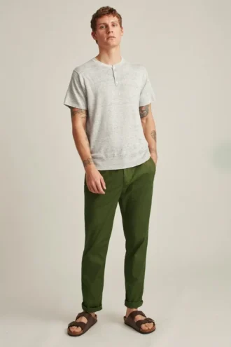 Short Sleeve Linen Henley