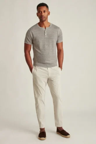 Short Sleeve Linen Henley Shirt