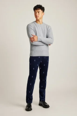 Stretch Embroidered Corduroy Trouser