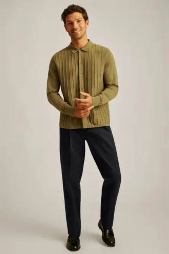 Striped Cardigan Sweater Polo