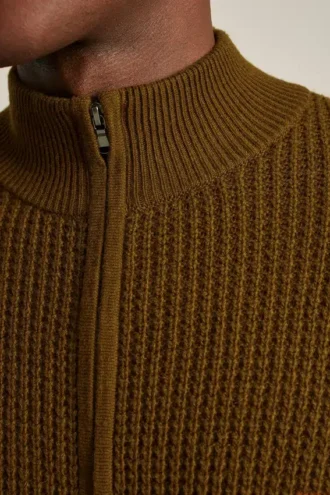 Waffle Full-Zip Sweater