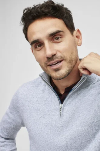 Washable Cotton Cashmere Half-Zip Sweater