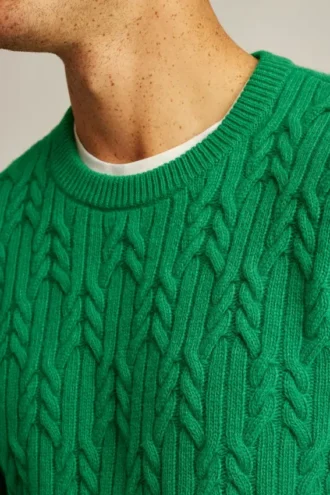 Wool Cable Crew Neck Sweater
